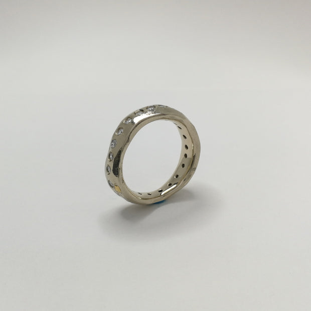 Gnarly Diamond Infinity Ring in White Gold